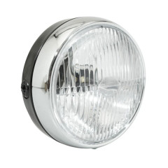 Phare-projecteur adaptable avant noir diamètre 140mm entourage chrome (BA20D universel)