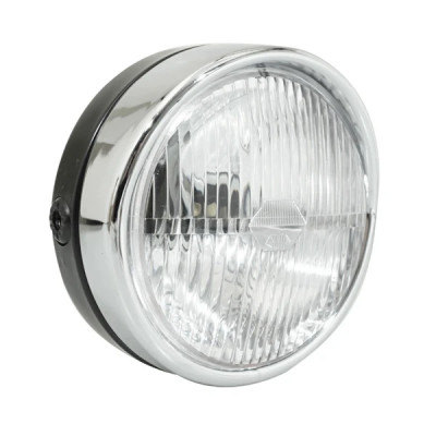 Phare-projecteur adaptable noir avec interrupteur diamètre 140mm casquette chrome (ba20d universel)