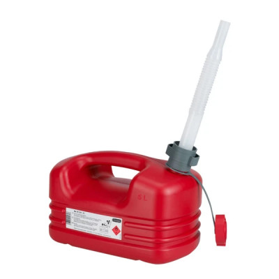 Jerrycan-bidon essence-carburant Pressol polyethylene rouge 5L avec bec flexible