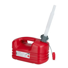 Jerrycan-bidon essence-carburant Pressol polyethylene rouge 5L avec bec flexible