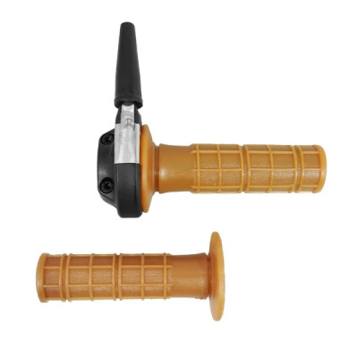 Poignée de gaz Domino Vintage alu noir avec revêtement marron (monocable)