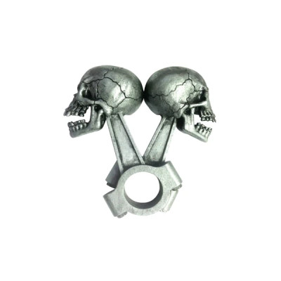 Autocollant Lethal Threat 3D Skull Piston Argent