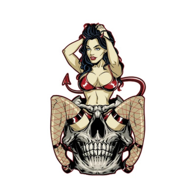 Autocollant Lethal Threat 60x80mm mini pin up diable