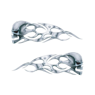 Autocollant Lethal Threat tête de mort chrome (70x110mm) (LT55012)