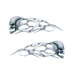 Autocollant Lethal Threat tête de mort chrome (70x110mm) (LT55012)