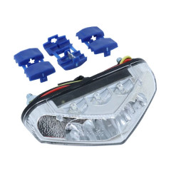 Feu arrière 50 à boite-moto Replay LED triangle blanc avec éclairage de plaque (6 LED rouges + 3 blanches) homologué CE