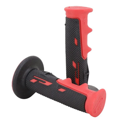 Revêtements poignées ProGrip double densité base color rouge-noir 115mm (cross-mx)
