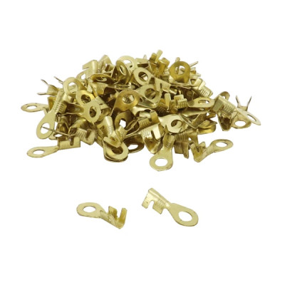 Cosse électrique adaptable laiton non isolée oeillet 4.2 x 20 à sertir sachet de 100 pièces