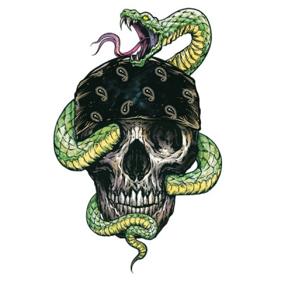 Autocollant Lethal Threat mini snake skull 60x80mm