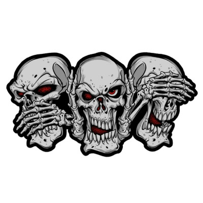 Autocollant Lethal Threat mini see speak hear no evil skulls (60x80mm)