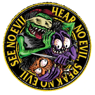 Autocollant Lethal Threat mini no evil monsters 60x80mm
