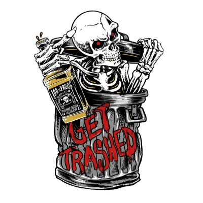 Autocollant Lethal Threat Mini Get Trashed Skeleton 60x80mm