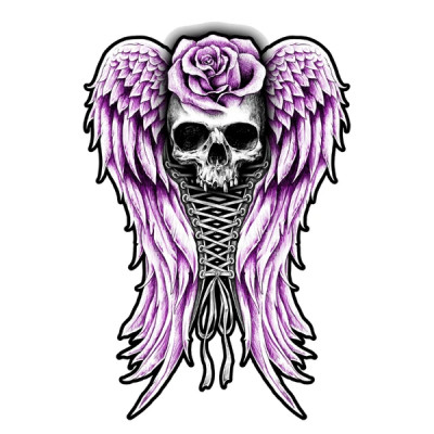 Autocollant Lethal Threat mini corset skull 60x80mm