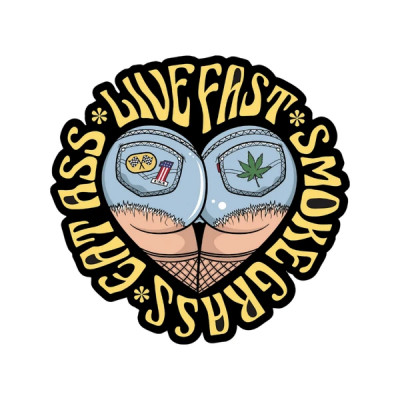 Autocollant Lethal Threat 60x80mm Mini Live Fast, Smoke Grass