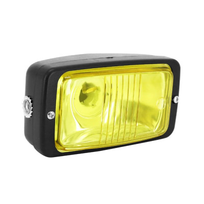 Phare-projecteur adaptable rectangle noir vitre jaune diamètre 140mm (ampoule BA20D)