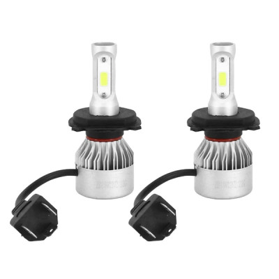 Ampoules à LED H4 adaptable 12V culot P43T 8000 lumens 6500K avec ventilateur de refroidissement alu (vendu par 2)