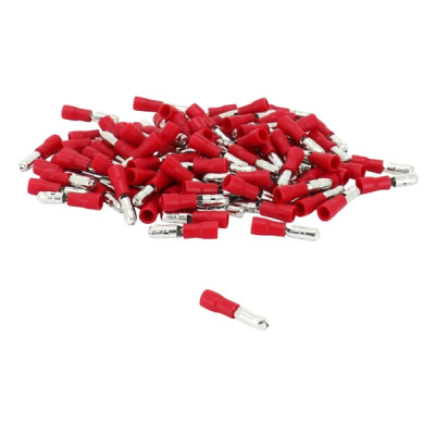 Cosse électrique pré-isolée male diamètre 4mm rouge adaptable pour section de fil 0,25 à 1,5mm² (sachet de 100 pièces)