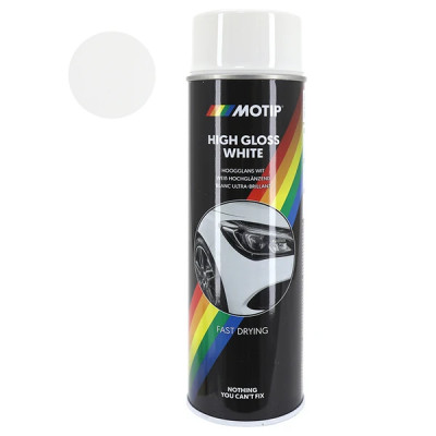 Bombe de peinture Motip acrylique brillant blanc aérosol 500 ml (04004)