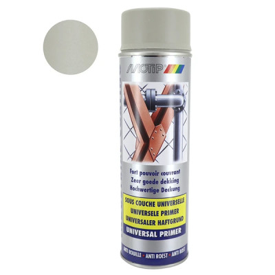 Appret peinture Motip primaire industriel universel anti-rouille couleur sable aérosol 500mL (07303) fort pouvoir couvrant
