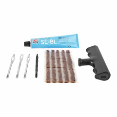 Nécessaire réparation pneu adaptable (5 tresses 100mm + 1 dissolution 30g + outil) - référence 4004558