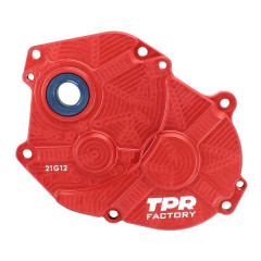 Carter transmission Top Performances rouge anodisé pour scooter MBK 50 Booster, Stunt, Nitro / Yamaha 50 BWS, Slider, Aerox (Minarelli horizontal long et vertical)