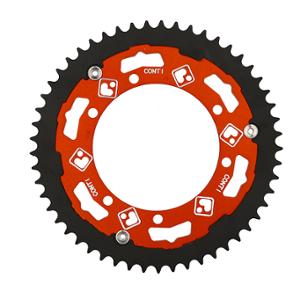 Couronne 05 Conti 428 53 dents D110 fix 3x2 couleur rouge pour mécaboîte Sherco Enduro/SM 2003 et après
