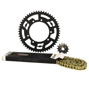 Kit chaine Doppler acier 14x53 adapté pour Derbi/Senda après 2000, Gilera SMT/RCR/RX/SX