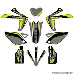 Kit déco/autocollant Doppler noir/gris/jaune fluo pour mécaboite Rieju MRT/MRT Pro/Marathon
