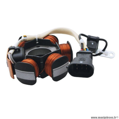 Stator PIAGGIO 639865 pour scooter 50 FLY 2000+, ZIP 2000+, LIBERTY 2000+, VESPA LX 2000+, PRIMAVERA 2013+, TYPHOON 2005+, NRG 2000+, GILERA 50 RUNNER 2000+, STALKER 2000+, APRILIA SR 2003+