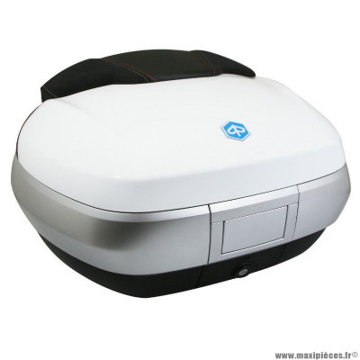 Top-case 50L PIAGGIO blanc 533 avec support origine pour maxi-scooter 300-500 MP3 2014-2017 OEM CM261516