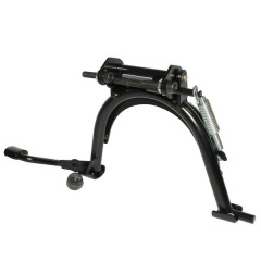 Béquille centrale Buzzetti noire modèle réparation avec fixation porte-béquille MBK 50 Ovetto 2T, Mach G / Yamaha 50 Neos 2T, Jog R