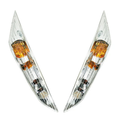 Clignotants adaptable AV transparents à ampoule pour scooter Piaggio 50 Zip 2000+ (paire)