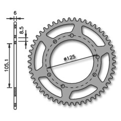 Couronne IGM 44 dents 105mm Derbi 50 Senda R, SM, X-Treme, X-Race 2000-2005 / Peugeot 50 XP6 après 2002 / MBK 50 X-Limit après 2004 / Yamaha 50 DTR / Rieju 50 RMX, SMX