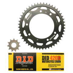 Kit chaine DID 420 11x48 (126 maillons) pour Yamaha 50 DTR Supermotard (2003+)