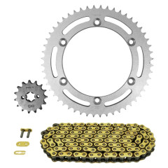 Kit chaîne AFAM 428 15x52 (démultiplication origine) pour Kawasaki 125 KDX B1 1990-1999, KDX B6 1990-1999