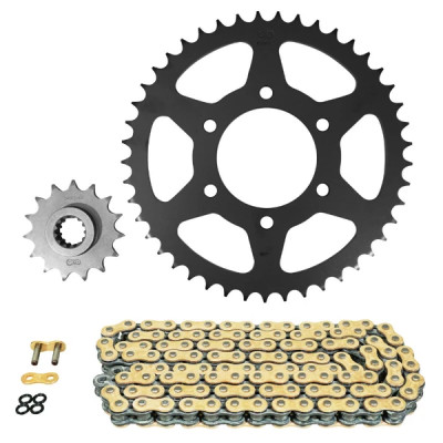 Kit chaine AFAM 520 15x45 (diamètre couronne 80-104-10.5) adaptable pour Kawasaki 800 Z800 2013-2016 (démultiplication origine)