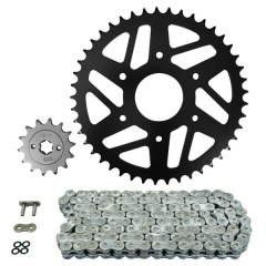 Kit chaîne AFAM 520 14x45 (démultiplication origine) pour KTM 125 Duke ABS 2014-2024 et Husqvarna 125 Svartpilen 2021-2024