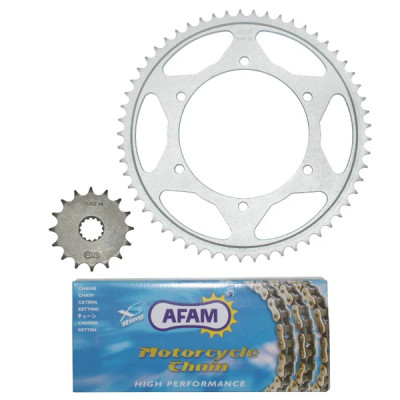 Kit chaine AFAM 428 16x57 (diamètre couronne 120-136-8.50) 125 TDR Delta Box 1992-2002, 125 TDR R 1994-2003