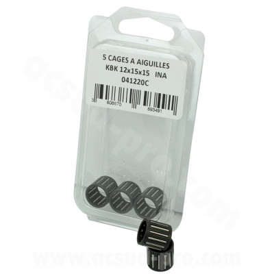 Cages à aiguilles de piston adaptable 12 X 15 X 15 Minarelli AM6 MBK Yamaha Rieju Sherco Beta Derbi Gilera (x5)