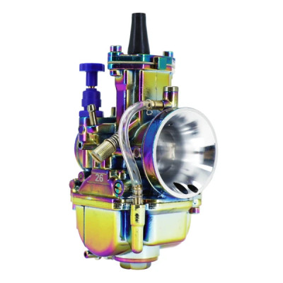 Carburateur adaptable type PWK 26 avec boisseau plat, powerjet et starter à tirette (qualité premium)