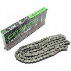 Chaine moto CARENZI 420 136 maillons renforcée attache rapide noire