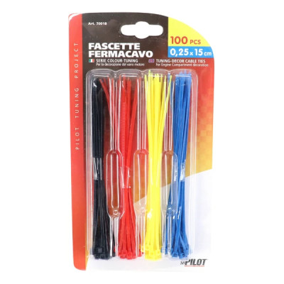 Collier de serrage adaptable nylon 2,5x150mm assortiment noir - bleu - rouge - jaune (x100)