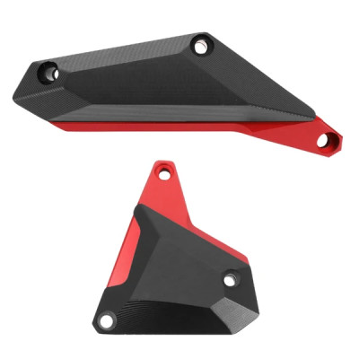 Couvre-protège carter partiel AVOC alu CNC anodisé noir-rouge (x2) pour Yamaha 700 MT-07 2014-2018