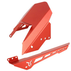 Lèche roue-garde boue arrière AVOC alu CNC anodisé rouge pour Yamaha 700 MT-07 2014+ avec protège chaîne