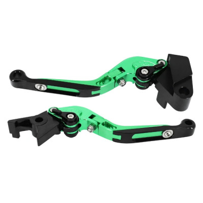 Levier de frein-embrayage AVOC réglable-rétractable vert anodisé CNC (x2) pour Kawasaki 900 Z900, 650 Z650