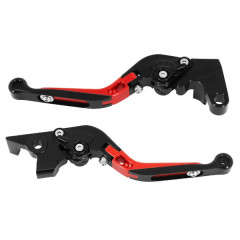 Levier de frein-embrayage Avoc réglable-rétractable rouge anodisé CNC Yamaha 700 MT-07 2014-2018 (paire)