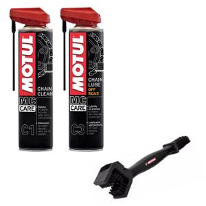 Pack entretien chaîne MOTUL C1+C3 off road (400ml x2 + brosse de nettoyage)