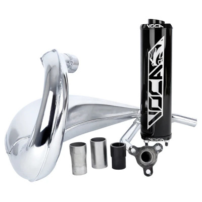 Pot 50 Voca Racing Chromé Passage Haut Silencieux Alu Noir pour Sherco 50 SM-R, SE-R