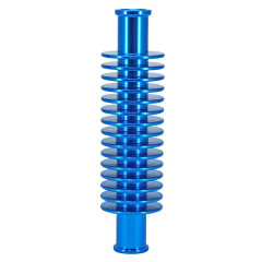 Radiateur-refroidisseur de durite d'eau Replay alu CNC bleu forme ronde 133 x 35 mm fixation durite 17 mm