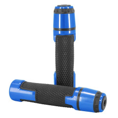 Revêtement poignée moto Avoc antidérapante avec embout de guidon bleu anodisé Yamaha 700 MT-07 (x2)